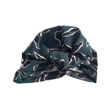 Dark Green Floral Turban Style Hat 