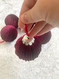 Dark Red Velvet Christmas Baubles Ornaments A Set of 6 