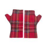 Soft chunky red tartan women's gloves