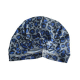 Grey and Blue Cheetah Print Swim Turban