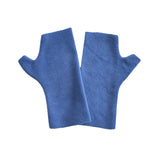 Fingerless denim blue fleece arm warmer gloves