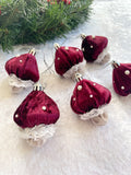 Handmade Velvet Toadstool Christmas Tree Ornaments Set of 6