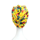 Soft Floral Yellow Jersey Hair Turban Head Wrap Hat