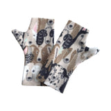 Fingerless dog print fleece gloves 