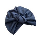 Dark Blue Knit Fabric Turban Hat