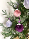 Velvet Christmas Tree Ornaments in Purple, Pink and Lilac