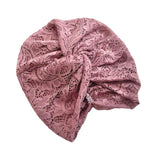 Dusky Pink Lace Turban Hat Head Wrap 