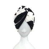 Black and White Colour Block Twisted Turban Hat