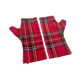 Soft chunky red tartan women's gloves