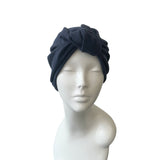 Dark Blue Knit Fabric Turban Hat