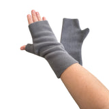 Grey women's fingerless fleece gloves