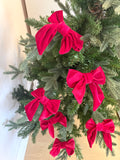 Handmade Red Velvet Christmas Tree Bows A Set of 6