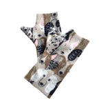 Fingerless dog print fleece gloves 