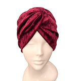 Wine Red Crushed Velvet 1940s Turban Hat