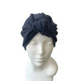 Dark Blue Knit Fabric Turban Hat