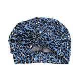 Blue Chain Knot Cheetah Print Turban 