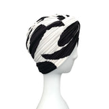 Black and White Colour Block Twisted Turban Hat