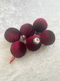 Dark Red Velvet Christmas Baubles Ornaments A Set of 6 