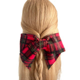 Winter retro red tartan hair bow clip for women