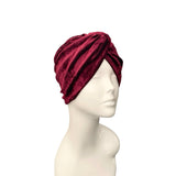 Wine Red Crushed Velvet 1940s Turban Hat