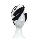 Black and White Colour Block Twisted Turban Hat