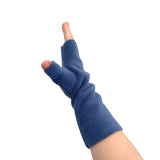 Fingerless denim blue fleece arm warmer gloves