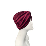 Wine Red Crushed Velvet 1940s Turban Hat