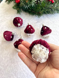 Handmade Velvet Toadstool Christmas Tree Ornaments Set of 6