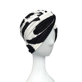 Black and White Colour Block Twisted Turban Hat