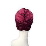 Wine Red Crushed Velvet 1940s Turban Hat