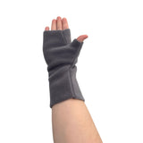 Grey women's fingerless fleece gloves