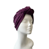 Aubergine Lined Cotton Turban Hat 