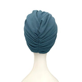 Teal Blue Elastic Ribbed Jersey Turban