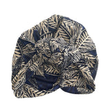 Navy Leaf Print Retro Style Turban