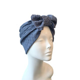 Denim Blue Soft Bow Turban Head Wrap