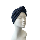 Dark Blue Knit Fabric Turban Hat