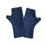 Light navy fingerless mittens for women