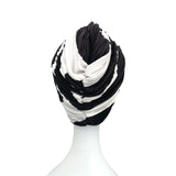 Black and White Colour Block Twisted Turban Hat