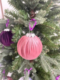 Velvet Christmas Tree Ornaments in Purple, Pink and Lilac