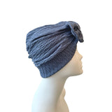 Denim Blue Soft Bow Turban Head Wrap