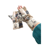 Fingerless dog print fleece gloves 