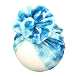 Blue and White Tie Dye Girl Turban Hat