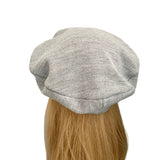 Grey Stretchy Rib Knit Beret for Women