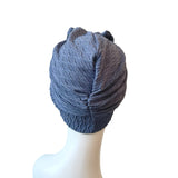 Denim Blue Soft Bow Turban Head Wrap