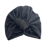 Black Stretchy Double Layered Turban Hat 