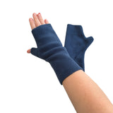 Light navy fingerless mittens for women