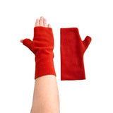 Burnt orange fingerless soft fleece autumn gloves