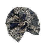 Twisted Navy Printed Turban Hat 