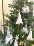 White and Silver Fabric Velvet Christmas Fir Tree Set of 9