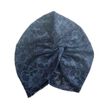 Stylish Navy Blue Lace Turban Hat